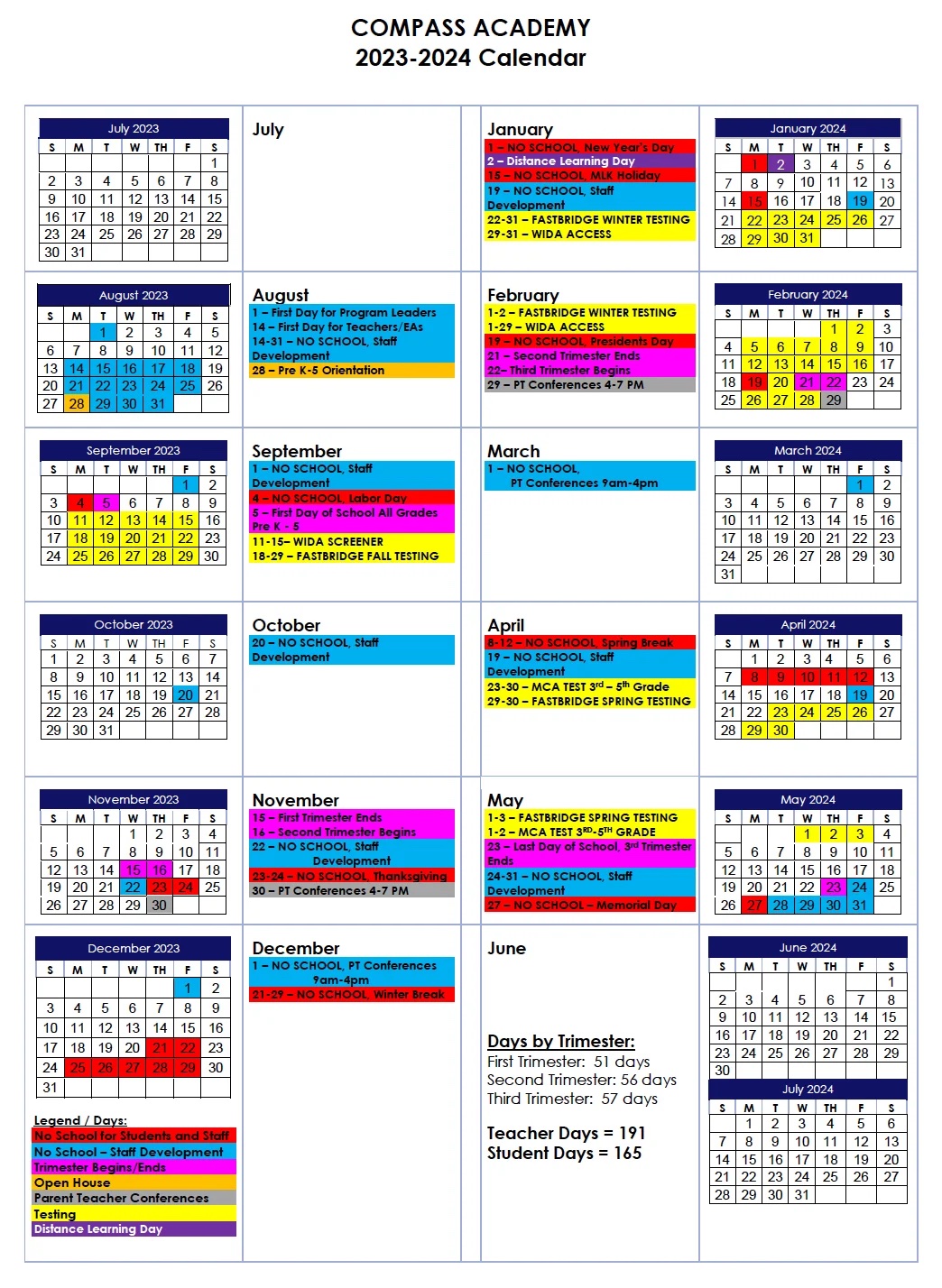 2023-24 Compass School Calendar